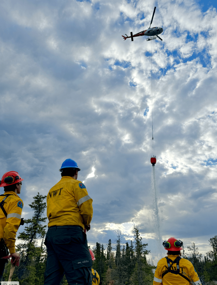 A bucketing operating near Tin Can Hill on July 3, 2025. Mike Westwick/NWT Fire
